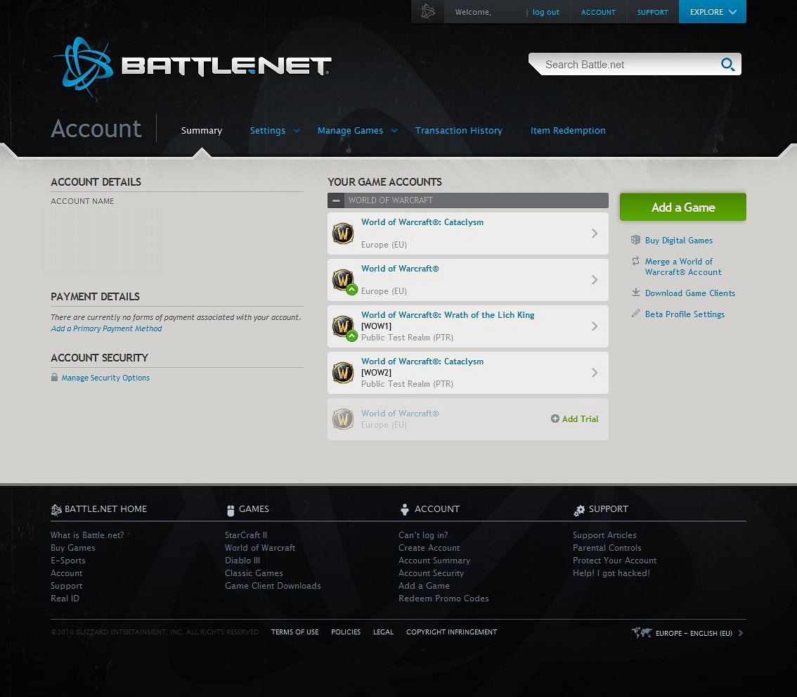 Cataclysm Upgrade Account